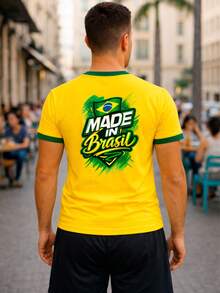 Camiseta Branca Brasil Made In Brasil 2026 - Amarelo - Visão 1