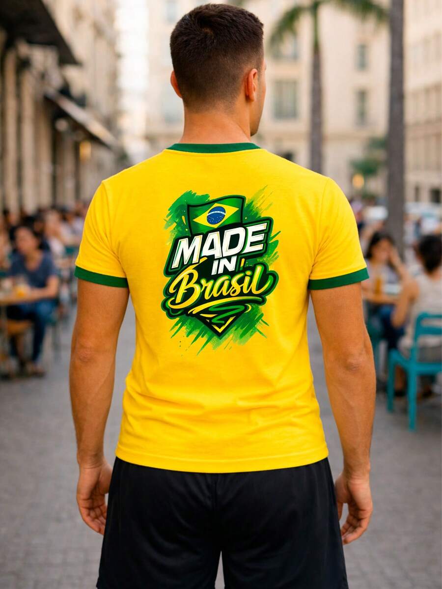 Camiseta Branca Brasil Made In Brasil 2026 - Amarelo - Visão 1