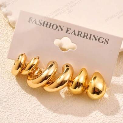 6pcs/Set Elegant Women's Fashion Hoop Earrings Set, Punk Classic Style, Suitable For Party Wear, Gift