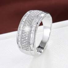 1pc Wide Band Design Cubic Zirconia Inlaid Fashion Ring For Women - Multicolor - View 13
