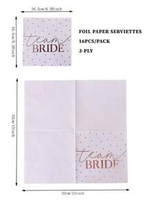16pcs Letter Graphic Disposable Napkin, 33x33cm Paper Napkin For Party,Christmas - Pink - View 4