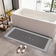 1 pieza Felpudo de diatomita antideslizante y absorbente de secado rápido, color de base gris, lavable, adecuado para cocina, dormitorio, entrada, baño, interior/exterior - gris oscuro - Ver 9