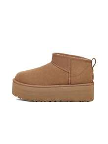 UGG Split Leather 女士休闲舒适 5.08cm 厚底保暖短雪地靴，栗色。 - 紫紅色 - 查看 14