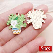 5/12件套可爱狗狗吊坠套装，盆栽狗狗动物珐琅吊坠，适用于DIY珠宝手链项链耳环制作 - 彩色 - 查看 7