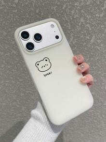 2-In-1 Matte Bear Phone Case With Photo Slot, Fashion Shockproof Anti-Slip Anti-Fingerprint Camera Protective Phone Case For IPhone - White - View 2