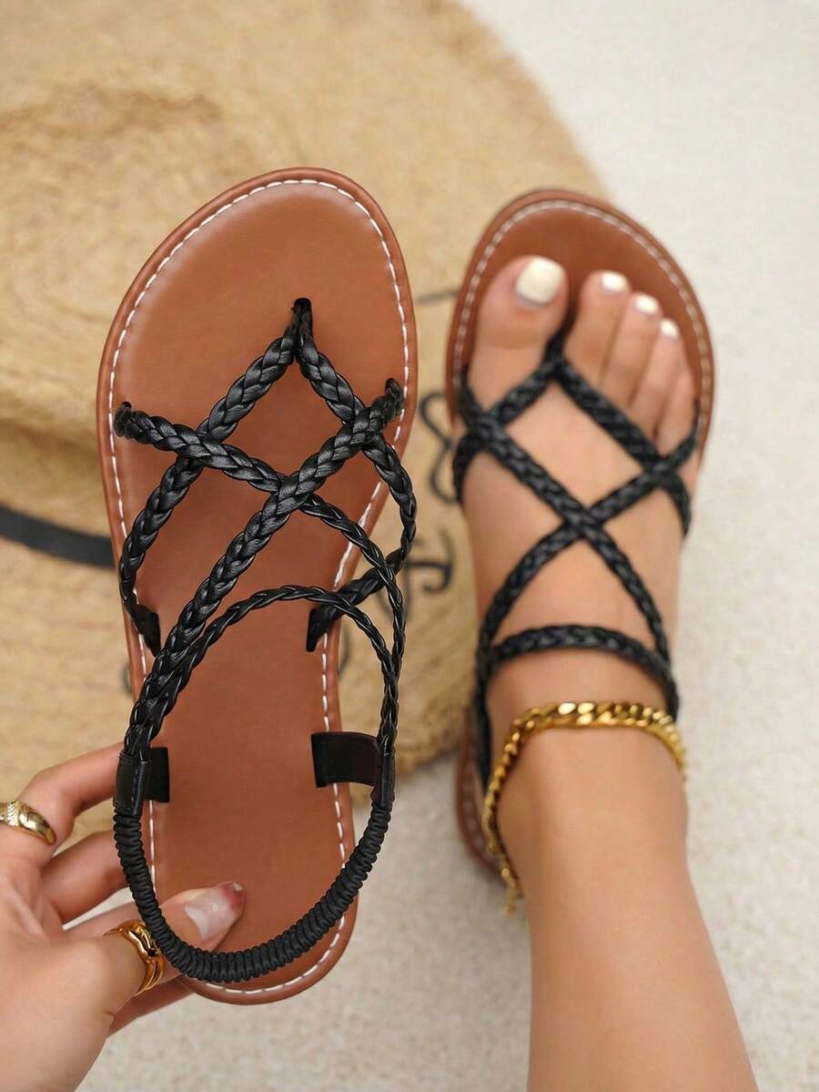 planare 女士黑色编织带平底凉鞋，舒适弹力后跟套脚夏季休闲鞋，轻便交叉带沙滩度假日常凉鞋，女士时尚休闲度假PU露趾圆头套脚舒适夏季蓝绿色凉鞋，女士平底凉鞋，白色平底凉鞋，女士凉鞋，夏季凉鞋，女士黑色罗马凉鞋，度假凉鞋，优雅女士凉鞋，平底鞋，棕色凉鞋，编织凉鞋，棕色鞋，人字拖凉鞋，蓝色凉鞋，沙滩凉鞋，女鞋，波西米亚风