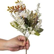 1/3/60pcs Artificial Chrysanthemum & Eucalyptus Leaf Bouquet, Suitable For Spring/Autumn Home Decor, Restaurant, Bathroom, Kitchen, Bedroom, Wedding Vase, Mother's Day, Birthday Party Accessory, Outdoor Garden Decoration - White - View 8