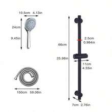 1X Shower Bar Showerhead Base Set, Five Function Showerhead, Wall Mounted Installation - A - View 2