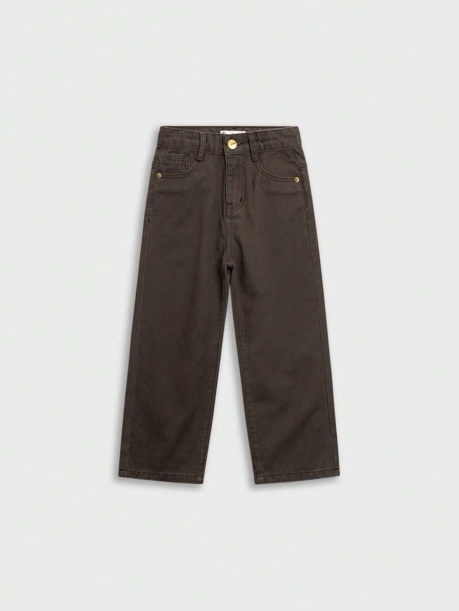 Young BoyStreet-Style Medium Wash Adjustable Waist Distressed Denim Jeans