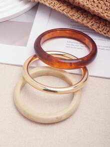 3 piezas Brazalete de resina minimalista, accesorios de brazalete de estilo elegante, joyería versátil de estilo vintage - Multicolor - Ver 5