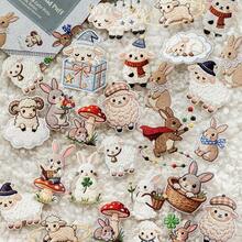 40张/袋，复古可爱硬卡纸贴纸 - 刺绣可爱宠物布艺系列，猫咪贴纸，艺术美学贴纸 - DIY卡片、剪贴簿和工艺品材料，适用于计划本和DIY项目的工艺品材料，剪贴簿用品，文具，趣味贴纸，Kindle - 刺繡萌寵織品書系列 - 查看 1