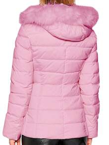 Shendy Vendy Women's Jacket Warm Polyester With Fur-Like Collar - Pink - View 2