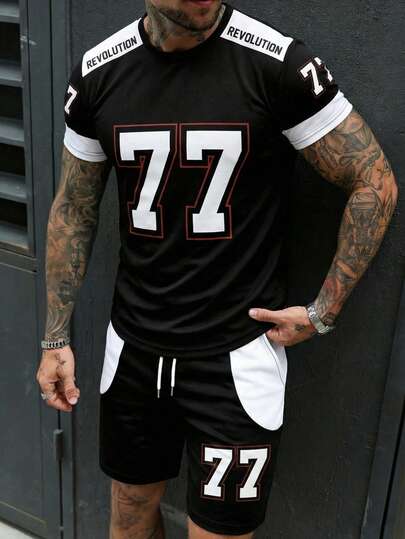 男士简约舒适短袖短裤套装