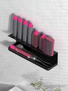 1pc Space-Saving Hair Dryer Holder, Drill-Free Wall Mount Storage Rack For Bathroom And Salon, Multi-Functional Organizer For Hair Dryer And Curling Iron, Ideal Choice For Bathroom, Salon, And Bedroom - Multicolor - View 2