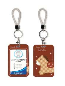 1 pieza Clip de tarjeta de dibujos animados con diseño de caballo lindo de ABS, personalizado, colgante de llavero, clip de tarjeta de muñequera para estudiantes, clip de tarjeta de muñequera para damas, estuche de protección de tarjeta de identificación, estuche de protección de tarjeta de campus para estudiantes - Rectángulo - Ver 16