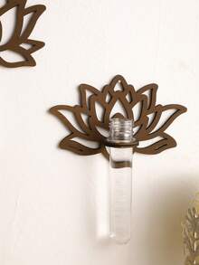 1个棕色莲花图案装饰植物繁殖悬挂架，简约植物美学家居装饰，壁挂式植物展示架，现代波西米亚农舍风格，莲花造型，配有垂直管状支架，线条流畅，支持植物繁殖和绿色展示，适用于客厅、卧室、书房、墙面装饰、窗边、玄关、公寓装饰、家庭办公室、室内植物景观、绿色家居装饰 - 蓮花款 - 查看 12