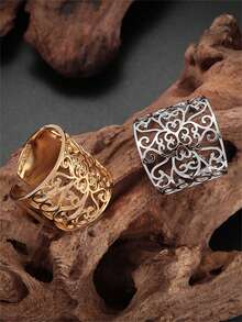 1PC Exquisite Bohemian Stainless Steel Floral Texture Romantic Party Jewelry Gift For Men And Women Polishing Couple Accessories - Fashion - View 7