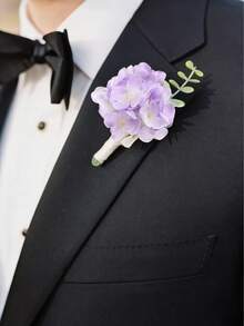 1pc/6pcs Water Cypress Boutonniere, Suitable For Groom And Groomsmen At Weddings, Ranunculus Flower Lapel Pin Made Of Artificial Silk, Ideal For Weddings, Parties, Graduations, Anniversaries, Vintage Country Weddings - Multicolor - View 2