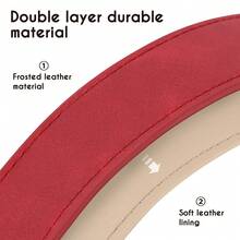 1件装可调节PU软舒适狗项圈，有蓝色、棕色和玫瑰红三种颜色可选 - 紅色 - 查看 6