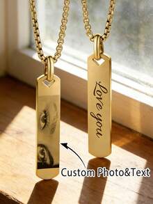 1pc Personalized Human Eye Necklace, Men's Photo Necklace, Gift For Boyfriend, Custom Eye Photo Pendant, "I See You" Necklace - Multicolor - View 1