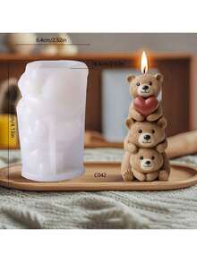 DIY叠叠熊硅胶模具，适用于香氛石膏工艺品 - 白色 - 查看 5