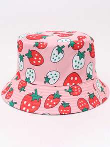 1 件女式双面几何水果印花渔夫帽，可爱百搭设计，适合户外、派对、日常穿着、防晒、轻便，适合休闲、露营和日常使用 - 水果 - 查看 39