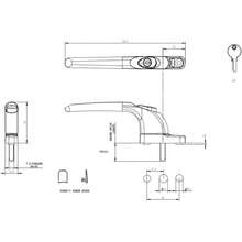 100 X Elite UPVC Universal Espag White Window Handles Key Locking - 40mm Spindle - C - View 2