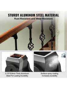 Aluminum Alloy Baluster Shoes Square Balusters Baluster Wrought Spindles For Staircase Slant Shoes With Screw Holes For Use With 1/2 Inch Staircase Balusters, Spray Coated Black (50 Pcs) - Black - View 4