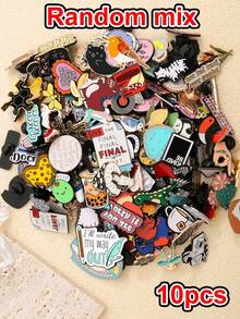 5/10枚随机可爱卡通胸针套装，合金金属别针徽章，动物、水果、蔬菜、卡通、字母图案，隐藏式收藏款式，可爱、优雅、休闲设计，用途广泛，可用于鞋子、包包、衣服、配饰，是送给成人和儿童的绝佳礼物 - 彩色 - 查看 7