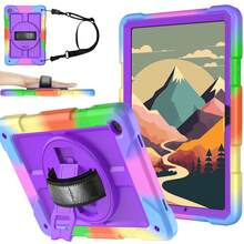 360°旋转支架肩带保护套，带笔槽，高防护平板电脑保护套 - 多彩紫 - 查看 4