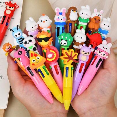 Bộ 10 bút bi mini hoạt hình nhiều màu sắc, hình động vật dễ thương, nhiều màu, thiết kế vui nhộn, quà tặng lý tưởng cho trẻ em, 4 bút hình động vật màu trơn, thích hợp dùng cho nhật ký, sổ tay, trường học, văn phòng hoặc nhà, quà tặng tựu trường, quà tặng tiệc mừng em bé.