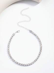 1pc Women's Rhinestone Embellished Necklace, Formal Occasion Necklace - Silver - View 2