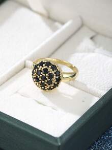1PC Fashion Female Black Zirconia Stone Gold Color Wedding Jewelry Bridal Valentine Day Gift Promise Engagement Rings For Women - Ring - View 9