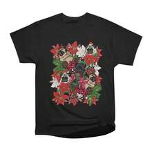 Cotton Oversized Printed-Shirt Unisex, Solid Black White Casual Graphic Tee, Summer Essential Layering Top, S-3XL BECAUSE XMAS PUG-SHIRT - màu đen - Xem 6