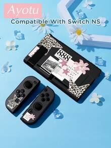 Ayotu 豹纹、星星、唇印和标语主题保护壳，适用于Switch，兼容新款Switch2(2025)/Switch NS/Switch OLED，无需取下保护壳即可安装到底座上，通用游戏手柄保护套，Switch游戏配件，防摔、防刮，秋冬浪漫/返校季礼物/圣诞礼物/情人节礼物 - 彩色 - 查看 19