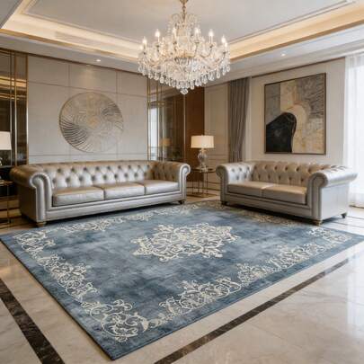 1pc Vintage Blue-Green, Blue Tie-Dye Style Carpet, Cozy & Fashionable Home Decor, Indoor & Outdoor Printed Mat For Hallway, Kitchen, Laundry Room, Living Room, Bedroom, Dining Room, Balcony, Soft Machine Washable Rug, Perfect Holiday Gift For Outdoor Space Decoration