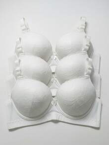 Set Of 3 Lace Bras With Adjustable Straps, Reinforced Cups, Comfortable, Premium Polyamide - 3 白色 - 查看 1
