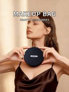 Estuche para AirPods de lona Prada, bolsa redonda portátil negra para cosméticos - Negro - Ver 3