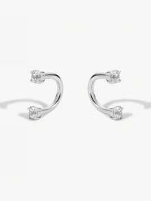 18K镀金925纯银优雅奢华独特水滴形锆石耳环，女士日常佩戴 - Zircon Earrings - 查看 8