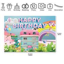 Ideal For Birthday Party Decorations And Suitable For Both Indoor A 2D Flat Backdrop Featuring A Cartoon Dollhouse Theme Made Of Polyester Fabric, Showcasing A Whimsical Tale Design With Pink And Blue Houses, Clouds, Butterflies, And Musical Notes - Multicolor - View 14