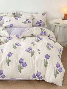 Joivida Bộ chăn ga gối đệm 4 chiếc, Vỏ chăn ga gối đệm có thiết kế in có thể đảo ngược, Vải chải mềm, chống phai màu, thích hợp cho phòng ngủ, phòng khách, ký túc xá, áp dụng cho tất cả các mùa - Chạng vạng lấp lánh - Xem 2