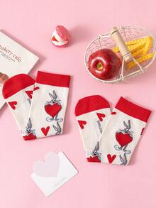 Noctvar OBM Sleepwear X LOONEY TUNES 1 đôi tất nữ cao đến bắp chân họa tiết thỏ và vẹt mào, thiết kế hình trái tim hoạt hình dễ thương, họa tiết thỏ thời trang, thoáng khí và thấm hút mồ hôi, tất cổ cao thể thao thường ngày, thích hợp làm quà tặng hoặc mặc hàng ngày cho học sinh/người lớn, unisex. - Nhiều màu - Xem 2