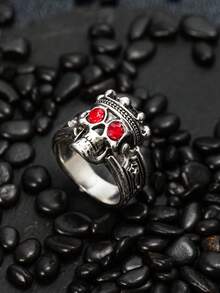 1pc Men's Fashionable Retro Punk Skull Ring, Wedding Engagement Party Jewelry Gift - Silver - View 25