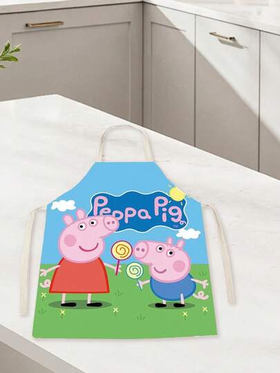  Peppa Pig Sleeveless Apron With Multiple Uses - Suitable For Parents And Children, For Home Kitchen Cleaning, Anti-Stain, Cute Apron-Like Cover, Water And Oil Resistant, Painting Cover, Dirt-Proof Painting Clothes.