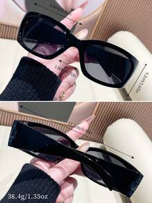 1 Pair Fashionable Y2K Black Glasses, Suitable For Beach And Travel, Retro Cat Eye Frame, Suitable For Outfits And Back To School Season - Black - View 4