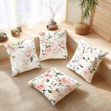 4 件套简约水彩花卉抱枕套，单面印花桃绒涤纶面料，45*45 厘米/18*18 英寸，适用于房间装饰、现代沙发客厅装饰、礼品、派对 - 彩色 - 查看 5