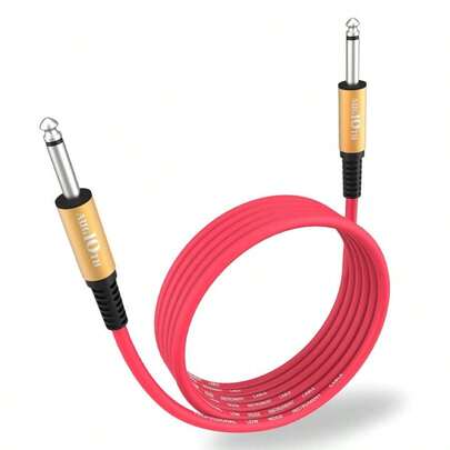 Guitar 6 Ft, Stage Instrument Bass Cable AMP Cord 1/4 Straight To Straight Red