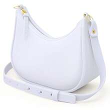 Women's Half-Moon Shoulder Bag Set (Crossbody) + Waterproof Rubberized Wallet - White - View 3
