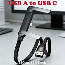 2026 Latest USB A To USB C Data Cable, 59.06inch Charging Cable, 65W Braided Fast Charging Cable With Built-In Phone Holder, T-Shaped Foldable Design, Compatible With IPhone 15-17 Series,Compatible With Samsung 10/S10+/S10, Compatible With LG V30 - Multicolor - View 2