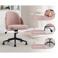Chairus 1PC Office Chair, Fabric, Adjustable 360° Swivel, Casters - 粉色 - 查看 7